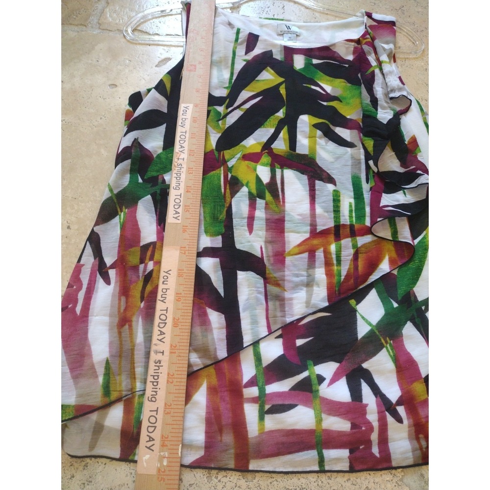 Worthington Blouse Woman's M Multicolor Sleeveless Layered Lined Mesh Top - Picture 4 of 8